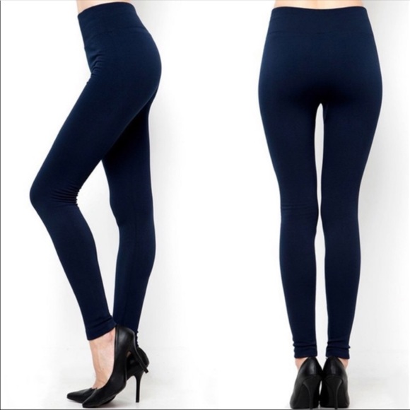 🆕 OCTOBER LOVE NAVY FLEECE LEGGINGS - Picture 3 of 5